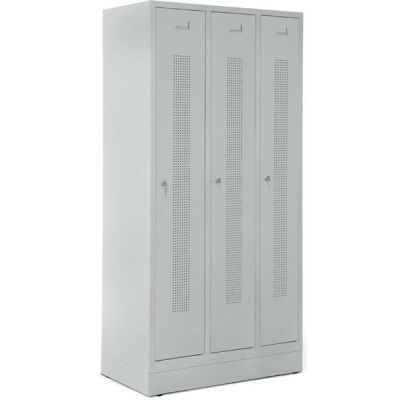 Garderobenspind, Sockel, Zylinderschloss, (H x B x T) 1800 x 870 x 500 mm, grau/grau