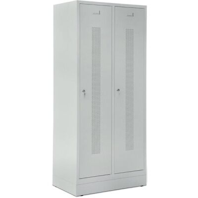 Garderobenspind, Sockel, Zylinderschloss, (H x B x T) 1800 x 800 x 500 mm, grau/grau