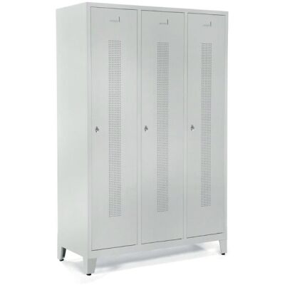 Garderobenspind, Füße, Drehriegelschloss, (H x B x T) 1800 x 1185 x 500 mm, grau/grau