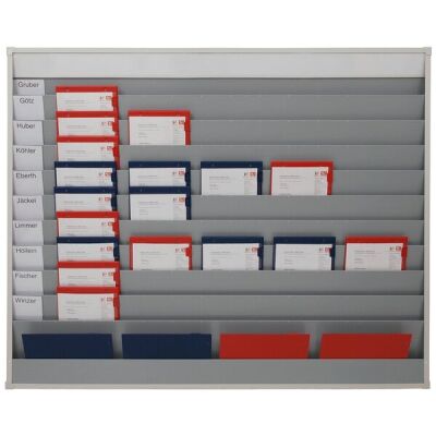Planungstafel fünfreihig, für A4, Werkstatt, 10 Schienen, (HxBxT) 1580 x 1282 x 78 mm