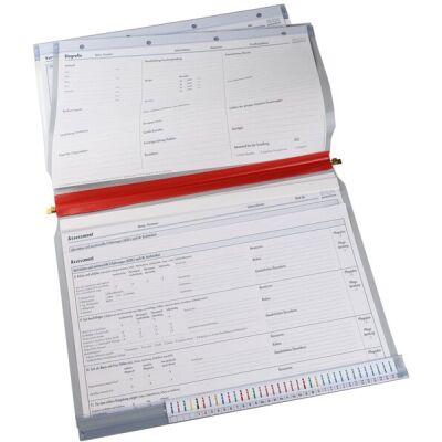 3-Deckel-Planettentasche 1 Klemmleiste, grau/rot