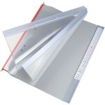 3-Deckel-Planettentasche O-P.3, 2 Klemmleisten, grau/rot