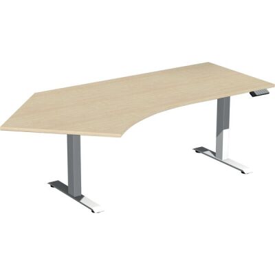 Elektro-Hubtisch Elevate Basic, 135° links, höhenverstellbar, (H x B x T) 730-1230 x 1130 x 2166 mm, ahorn/weiß