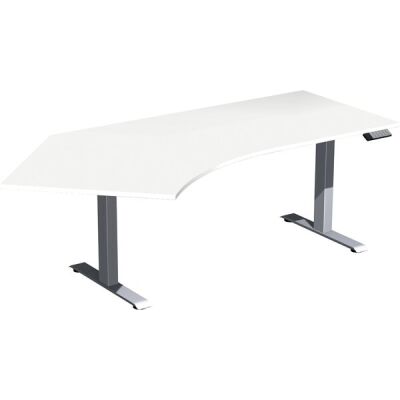 Elektro-Hubtisch Elevate Basic, 135° links, höhenverstellbar, (H x B x T) 730-1230 x 1130 x 2166 mm, weiß/silber
