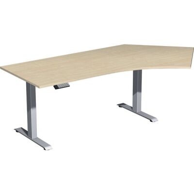 Elektro-Hubtisch Elevate Basic, 135° rechts, höhenverstellbar, (H x B x T) 730-1230 x 1130 x 2166 mm, ahorn/silber