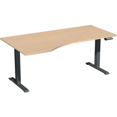 Elektro-Hubtisch Elevate Basic, links höhenverstellbar, (H x B x T) 730-1230 x 1000 x 1800 mm, buche/anthrazit