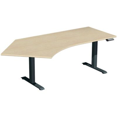 Elektro-Hubtisch Elevate Plus, 135° links, höhenverstellbar, (H x B x T) 630-1280 x 1130 x 2166 mm, ahorn/anthrazit