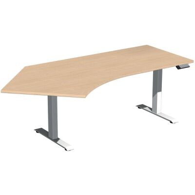 Elektro-Hubtisch Elevate Plus, 135° links, höhenverstellbar, (H x B x T) 630-1280 x 1130 x 2166 mm, buche/weiß