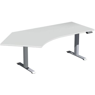 Elektro-Hubtisch Elevate Plus, 135° links, höhenverstellbar, (H x B x T) 630-1280 x 1130 x 2166 mm, lichtgrau/silber