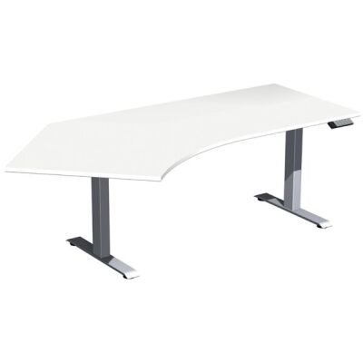 Elektro-Hubtisch Elevate Plus, 135° links, höhenverstellbar, (H x B x T) 630-1280 x 1130 x 2166 mm, weiß/silber