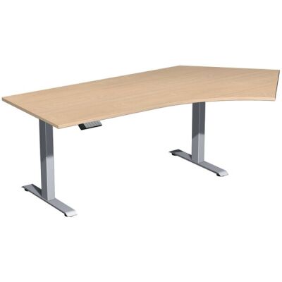 Elektro-Hubtisch Elevate Plus, 135° rechts, höhenverstellbar, (H x B x T) 630-1280 x 1130 x 2166 mm, buche/silber