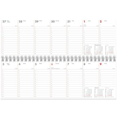 Schreibtisch Querkalender, 1 Woche/1 Seite, 64 Seiten, Kartoneinband weiß