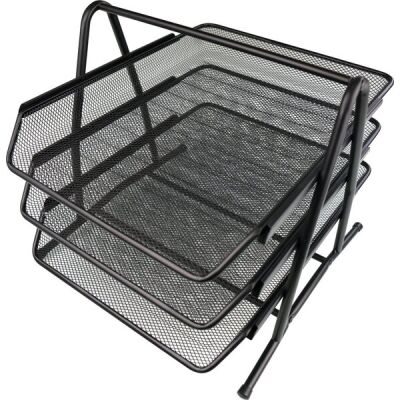 Ablagekorb Set the bridge network, 1 Set = 3 Briefkörbe + 1 Gestell, schwarz