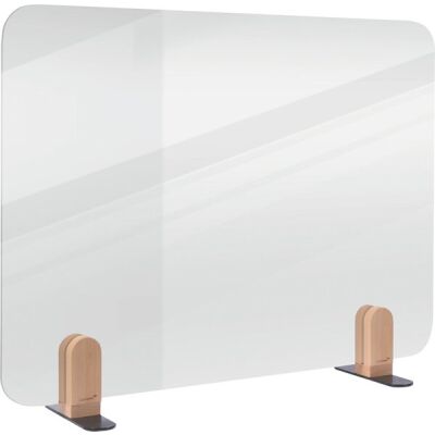Tischtrennwand Elements, transparent, (H x B x T) 600 x 800 x 50 mm, Halterung, farblos