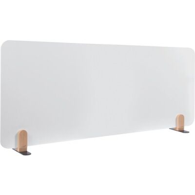 Tischtrennwand Elements, Whiteboard, (H x B x T) 600 x 1600 x 110 mm, Halterung, weiß