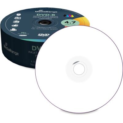 DVD-R 4,7 GB I 120min, Kapazität: 4,7 GB, 16-fache Schreibgeschwindigkeit, bedruckbar, 25er Pack