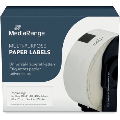 Papieretikett kompatibel zu Brother DK-11201, 29 x 90 mm (H x B), schwarz auf weiß, 400 Etiketten