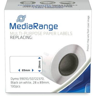 Etiketten kompatibel zu Dymo 99010/S0722370, 130 Etiketten, 28 x 89 mm (H x B), schwarz auf weiß