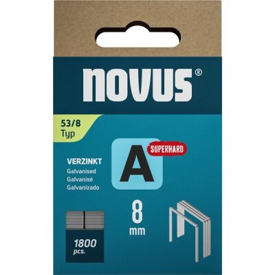 Feindrahtklammern A Typ 53/8, superhart, 1800 Stück, Schenkellänge 8 mm, verzinkter Stahldraht, für Handtacker