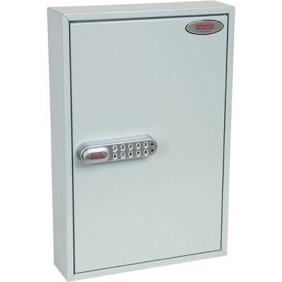 Schlüsselschrank, elektrisches Schloss, 64 Haken, hellgrau