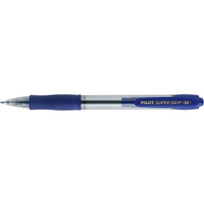 Kugelschreiber Super Grip BPGP-10R-M-L, gummierte Griffzone, nachfüllbar, 12 Stück, blau dokumentenecht