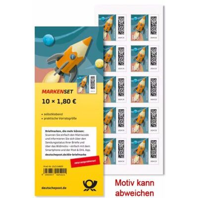 Briefmarke 1,80 ? auf Bogen, selbstklebend, wechselndes Motiv, 10er Packung, vom Umtausch ausgeschlossen