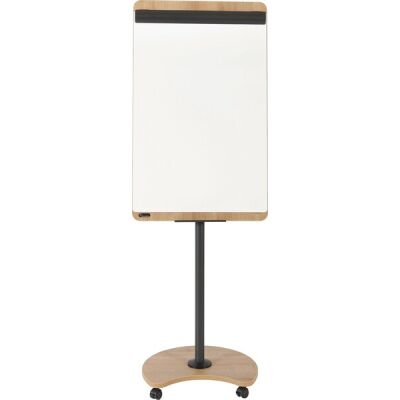 Flipchart, 680 x 970 mm, mobil, magnethaftend, Rundfuß, höhenverstellbar, Gestell Holzoptik, Tafelfläche weiß