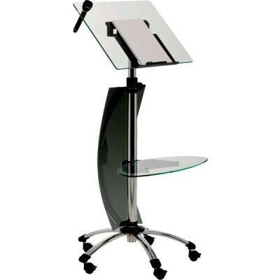 Rednerpult Luxe, Designmöbel, höhenverstellbar, mobil, verchromt