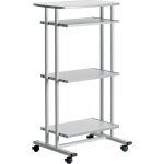 Computertisch, 3 Böden, ausziehbar, grau