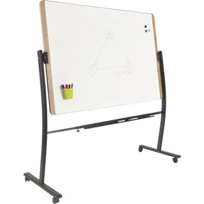 Whiteboard Natural mobil, Holzoptik, eiche, 172 x 151 x 64 cm, weiß