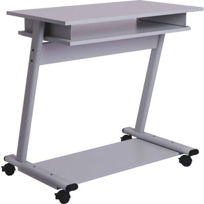 Computertisch, Z-förmiges Gestell, mobil, grau