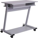 Computertisch, Z-förmiges Gestell, mobil, grau