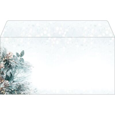 Weihnachts-Umschlag, Eucalyptus magic, gummiert, Innendruck, 90g/qm, DIN lang 110 x 220 mm, 50 Stück