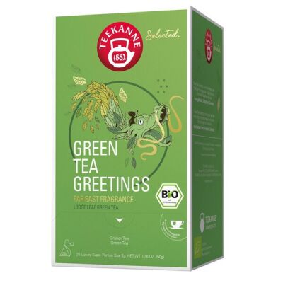 Teekanne BIO Luxury Cup Green Tea Greetings, Pyramidenbeutel, 25 Stück