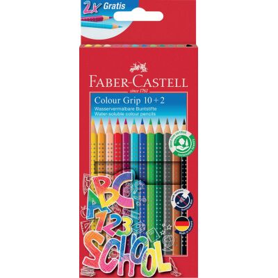 Buntstift COLOUR GRIP, Minenstärke 3,3 mm, Härtegrad weich, Schaftform Dreikant, wasservermalbar, Kartonetui