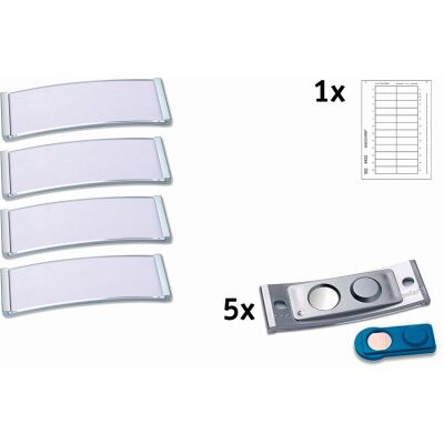 Namensschild, 68 x 22 mm, Magnethalterung, matt edelstahl Rand