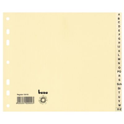 Kartonregister, 24-teilig, A-Z, Karton, chamois