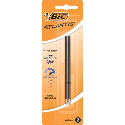 Nachfüllminen BIC X-Smooth für Druckkugelschreiber Atlantis Soft, mittlere Spitze, 2er-Pack