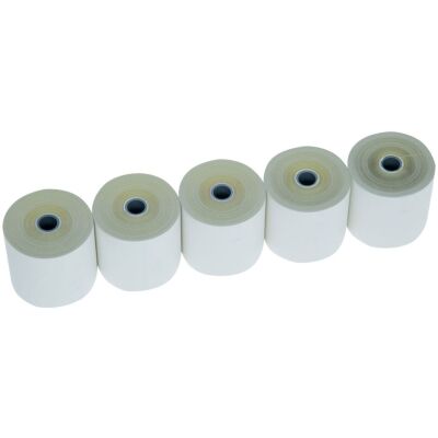 Thermorolle, Breite 57 mm (Ø 53 mm) für EC-Cash, 2-fach, selbstdurchschreibend, weiß/gelb, 5 Rollen