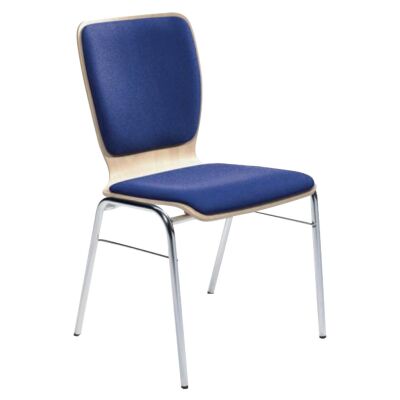Besucherstuhl JARA, 4-Fuß-Gestell verchromt, Rückenlehne/Sitz Holz, 10 Stühle stapelbar