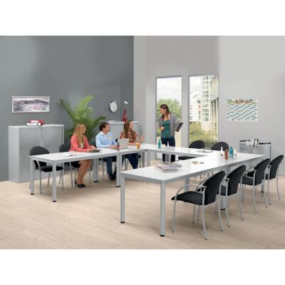 Besprechungstisch BASE-MODUL Q, Gestell Alusilber, Plattenstärke 25mm