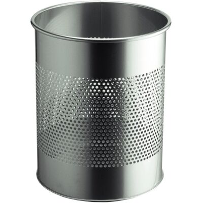 Papierkorb, Metall, rund, 14,7 Liter, perforiert, Höhe 315 mm, Ø 260 mm