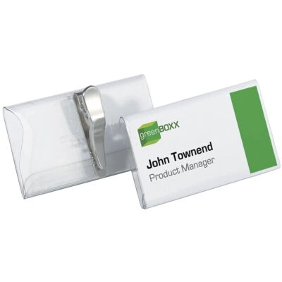 Namensschild, Krokoklemme, transparent, 25 Stück