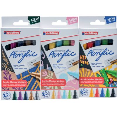 Acrylmarker 5100, 5er Set, 2-3 mm, Rundspitze, permanent