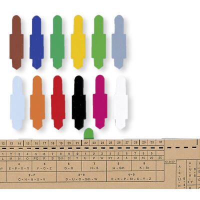 Stecksignale 15 x 55 mm, PVC, zum Einstecken in Schlitzstanzungen bei Einstellmappen, 100 Stück