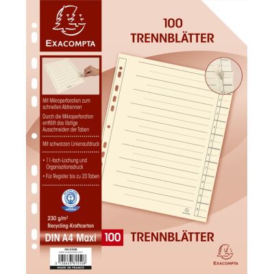 Trennblätter, DIN A4, Mikroperforation, einfaches Abtrennen der Taben