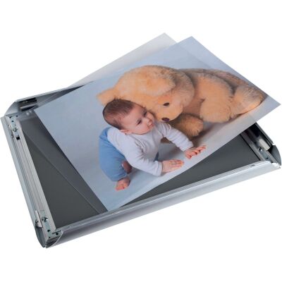 Wandplakatrahmen Aluminium/Acryl, vertikal oder horizontal, vordere Öffnung, inkl. Schrauben und Dübel