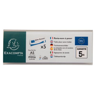 Tischnamensschild, gefaltet, transparent, aus Acryl, beidseitig verwendbar, 5 Stück