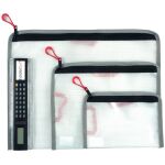 Bungee-Bag, PVC-frei, farblos/grau/rot, 2 rote...