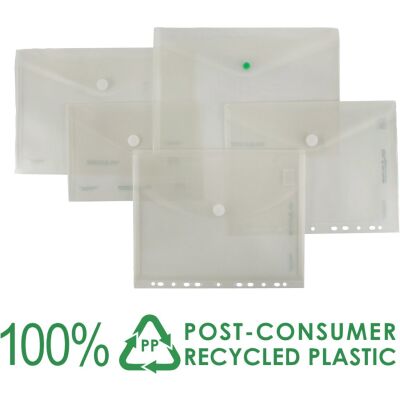 Sichttasche, Klettverschluss, farblos, 100 % Recycling-PP, dokumentenecht, 10 Stück